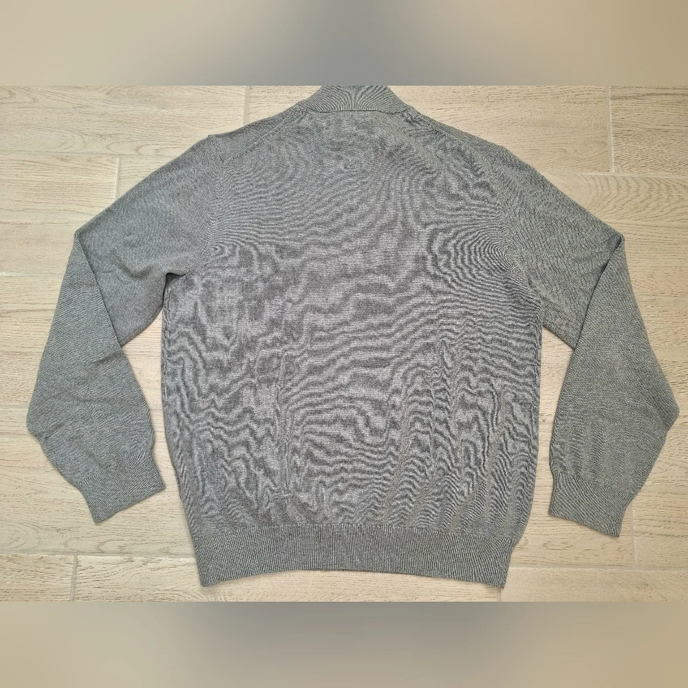 Tommy Hilfiger Men's Heather Gray 1/4 Zip Cotton Long Sleeved Sweater - Size XL - Picture 8 of 9